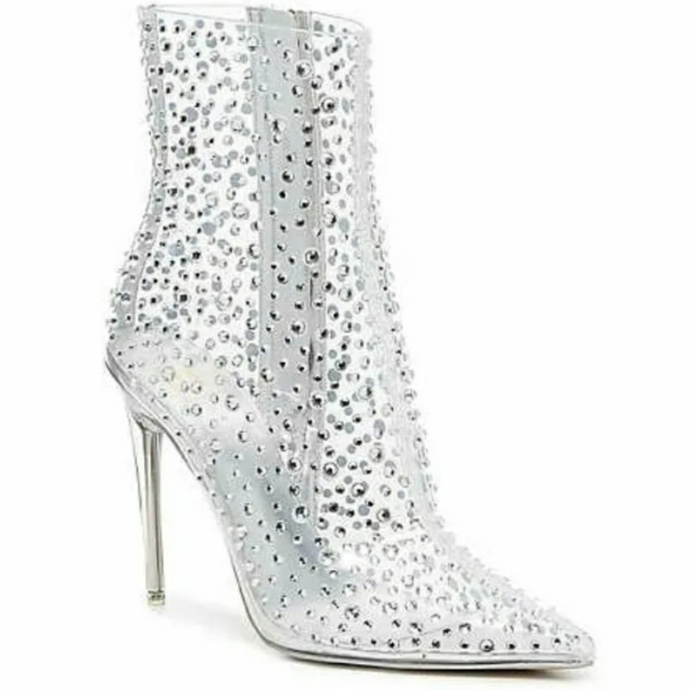 JLo Limited Edition Rhinestone Clear Booties Size 10